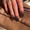 imageBABALAL Medium Length Press on Nails Square Fake Nails Glossy Nails Squoval Nails Black Acrylic Nails for Women and Girls