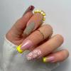 imageBABALAL Square Presson Nails  Short White Glueon Acrylic Nails  Squoval Shape with Rhinestones for Women ampamp GirlsNAILX035