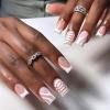 imageBABALAL Square Presson Short Cow Print Nails  24Pcs Cute Squoval Fake Glossy Black Acrylic Nails for Women and GirlsP105white