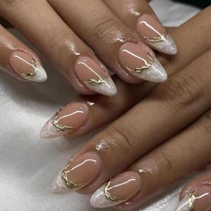 imageBABALAL Almond Press on Nails Medium  Orange Summer Fake Nails 3D Texture Design Floral Handmade Acrylic Nails Supplies 24Pcs Stiletto Manicure Stick on False Nails Art Artificial NailsBNE200