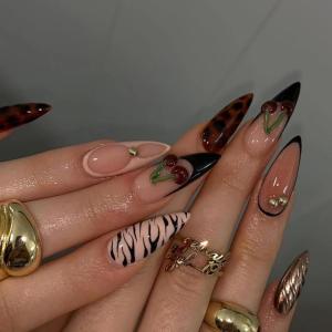 imageBABALAL Beach Press on Nails Medium Almond Fake Nails Blue French Tip False Nails with 3D Shell Star Charm Designs Pearl White Nail Press ons Glossy Glue on Nails Cute Stick on Nails for Women 24PcsBNc122