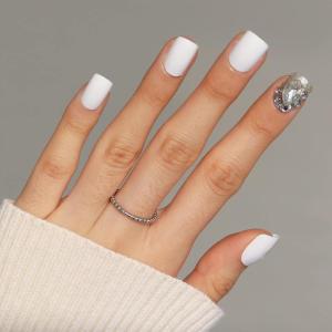 imageBABALAL Brown Press on Nails Medium Oval Fake Nails Fall Chrome Glue on Nails 24Pcs Cat Eye Shiny Round Acrylic Nails Manicure Stick on Nails for Women and GirlsNailB06white