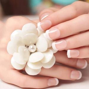imageBABALAL French Nails 24Pcs Short Nude Fake Nails Natural Full Cover Nail Tips for Women and Girls