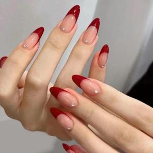 imageBABALAL Green Press On Almond Fake Nails Medium Glue On Gold Chrome Line Star Y2k Acrylic French Tip False 24Pcs Stiletto Manicure Artificial NailsANQ20