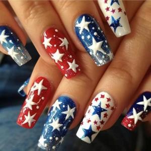 imageBABALAL Long Square Press on Nails French Tip Fake Nails Red Sliver False Nails with Bow Rhinestone Charm Designs Long Square Nail Press ons Sparkly Bling Nails Supplies Stick on Nails for Women 24PcsBNB113