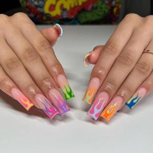 imageBABALAL Long Stiletto Press on Nails Almond Fake Nails Black Goth Acrylic Nails Supplies Blue Butterfly Y2k Glue on Nails Art 24Pcs Glossy Manicure Artificial Nails Full Cover False NailsBND110