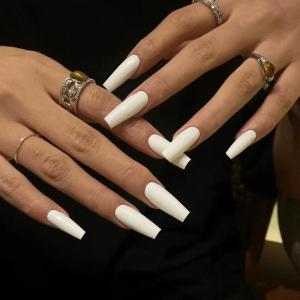 imageBABALAL Long Stiletto Press on Nails Almond Fake Nails Black Goth Acrylic Nails Supplies Blue Butterfly Y2k Glue on Nails Art 24Pcs Glossy Manicure Artificial Nails Full Cover False NailsBND121