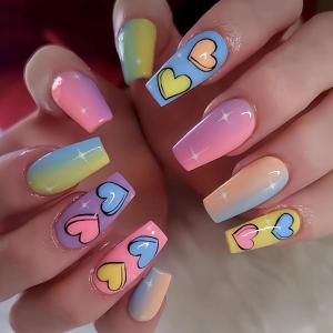 imageBABALAL Long Stiletto Press on Nails Almond Fake Nails Black Goth Acrylic Nails Supplies Blue Butterfly Y2k Glue on Nails Art 24Pcs Glossy Manicure Artificial Nails Full Cover False NailsBND117