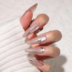 imageBABALAL Long Stiletto Press on Nails Almond Fake Nails Flower Glue on Nails Acrylic Nails with Charm Rose Luxury False Nails 24Pcs Gold Glitter Bling Full Cover Artificial Nails for Women GirlsBNF12