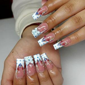 imageBABALAL Long Stiletto Press on Nails Almond Fake Nails Flower Glue on Nails Acrylic Nails with Charm Rose Luxury False Nails 24Pcs Gold Glitter Bling Full Cover Artificial Nails for Women GirlsBNF05