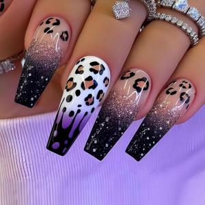 imageBABALAL Long Stiletto Press on Nails Almond Fake Nails Flower Glue on Nails Acrylic Nails with Charm Rose Luxury False Nails 24Pcs Gold Glitter Bling Full Cover Artificial Nails for Women GirlsBNF16