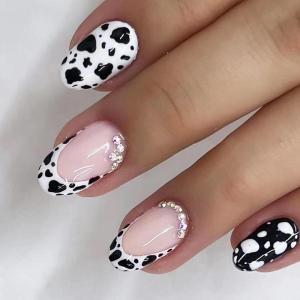 imageBABALAL Press on Nails Medium Almond Fake Nails Pink French Tip Glue on Nails Heart Acrylic Nails Valentine Day Romantic Stick on Nails 24Pcs Glossy Manicure Stick on Nails Stiletto Artificial NailsANW06