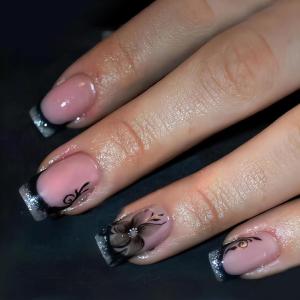 imageBABALAL Press on Nails Short Oval Fake Nails Purple Lavender Fench Tip Glue on Nails Lilac Acrylic Nails Cute Trendy False Nails 24Pcs Glossy Round Full Cover Artificial Nails for Women GirlsBNG21