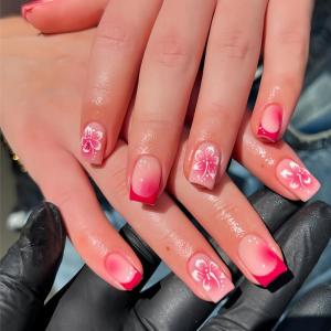 imageBABALAL Press on Nails Short Oval Fake Nails Purple Lavender Fench Tip Glue on Nails Lilac Acrylic Nails Cute Trendy False Nails 24Pcs Glossy Round Full Cover Artificial Nails for Women GirlsBNG18
