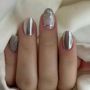 imageBABALAL Press on Nails Short Oval Fake Nails Purple Lavender Fench Tip Glue on Nails Lilac Acrylic Nails Cute Trendy False Nails 24Pcs Glossy Round Full Cover Artificial Nails for Women GirlsBNG12