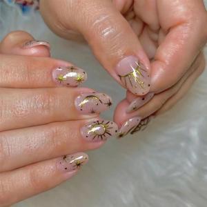imageBABALAL Press on Nails Short Round Fake Nails Glossy Glue on Nails with Design Short Nails 24Pcs Oval Acrylic Nails for Women and GirlsNAILR03