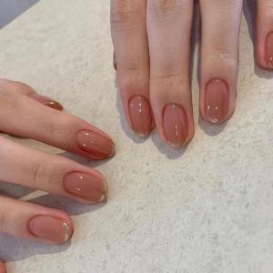 imageBABALAL Press on Nails Short Round Fake Nails Glossy Glue on Nails with Design Short Nails 24Pcs Oval Acrylic Nails for Women and GirlsNAILR04