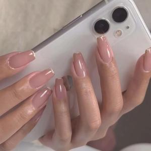 imageBABALAL Press on Nails Short Round Fake Nails Glossy Glue on Nails with Design Short Nails 24Pcs Oval Acrylic Nails for Women and GirlsNAILR043
