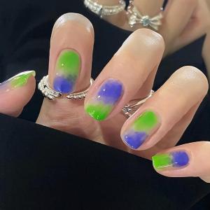 imageBABALAL Press on Nails Short Round Fake Nails Glossy Glue on Nails with Design Short Nails 24Pcs Oval Acrylic Nails for Women and GirlsNAILR08