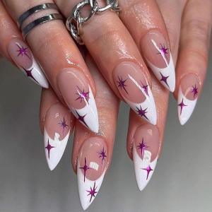 imageBABALAL Round Press on Nails Medium Fake Nails Brown Fall Ombre Glue on Nails Golden Mirror Chrome Acrylic Nails 24Pcs Oval Stick on Manicure Nails for Women and GirlsFNs114