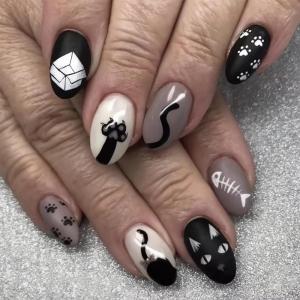 imageBABALAL Round Press on Nails Medium Fake Nails Brown Fall Ombre Glue on Nails Golden Mirror Chrome Acrylic Nails 24Pcs Oval Stick on Manicure Nails for Women and GirlsFNs103cat