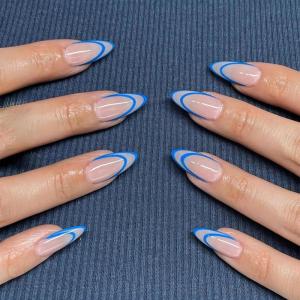 imageBABALAL Round Press on Nails Medium Fake Nails Brown Fall Ombre Glue on Nails Golden Mirror Chrome Acrylic Nails 24Pcs Oval Stick on Manicure Nails for Women and GirlsFNs105