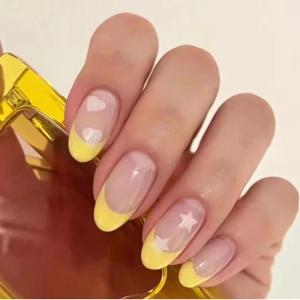 imageBABALAL Round Press on Nails Medium Fake Nails Brown Fall Ombre Glue on Nails Golden Mirror Chrome Acrylic Nails 24Pcs Oval Stick on Manicure Nails for Women and GirlsFNs115