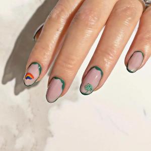 imageBABALAL Square Presson Nails  Short White Glueon Acrylic Nails  Squoval Shape with Rhinestones for Women ampamp GirlsNAILX15green