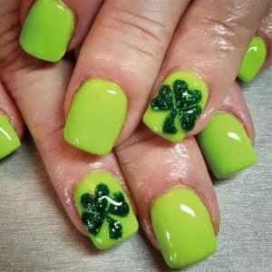 imageBABALAL Square Presson Short Cow Print Nails  24Pcs Cute Squoval Fake Glossy Black Acrylic Nails for Women and GirlsP102green