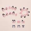 imageBABALAL Almond Press on Nails Medium Fake Nails White French Glue on Nails Black Star Rhinestones Acrylic Nails 24Pcs Stiletto False Nails for Women and GirlsFNf406star