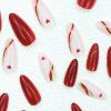imageBABALAL Almond Press on Nails Medium Fake Nails White French Glue on Nails Black Star Rhinestones Acrylic Nails 24Pcs Stiletto False Nails for Women and GirlsFNf416heart