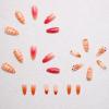 imageBABALAL Almond Press on Nails Medium Fake Nails White French Glue on Nails Black Star Rhinestones Acrylic Nails 24Pcs Stiletto False Nails for Women and GirlsFNf406orange