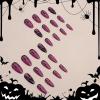 imageBABALAL Almond Press on Nails Medium Fake Nails White French Glue on Nails Black Star Rhinestones Acrylic Nails 24Pcs Stiletto False Nails for Women and GirlsFNf430