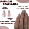 imageBABALAL Almond Press on Nails Medium Fake Nails White French Glue on Nails Black Star Rhinestones Acrylic Nails 24Pcs Stiletto False Nails for Women and GirlsFNf401