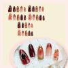 imageBABALAL Almond Press on Nails Medium Fake Nails White French Glue on Nails Black Star Rhinestones Acrylic Nails 24Pcs Stiletto False Nails for Women and GirlsFNf402cherry