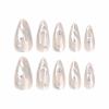 imageBABALAL Almond Press on Nails Medium Fake Nails White French Glue on Nails Black Star Rhinestones Acrylic Nails 24Pcs Stiletto False Nails for Women and GirlsFNf401