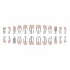 imageBABALAL Almond Press on Nails Medium Fake Nails White French Glue on Nails Black Star Rhinestones Acrylic Nails 24Pcs Stiletto False Nails for Women and GirlsFNf405sliver