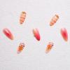 imageBABALAL Almond Press on Nails Medium Fake Nails White French Glue on Nails Black Star Rhinestones Acrylic Nails 24Pcs Stiletto False Nails for Women and GirlsFNf406orange