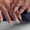 imageBABALAL Almond Press on Nails Medium Fake Nails White French Glue on Nails Black Star Rhinestones Acrylic Nails 24Pcs Stiletto False Nails for Women and GirlsFNf402