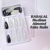imageBABALAL Almond Press on Nails Medium Fake Nails White French Glue on Nails Black Star Rhinestones Acrylic Nails 24Pcs Stiletto False Nails for Women and GirlsFNf414