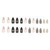 imageBABALAL Almond Press on Nails Medium Fake Nails White French Glue on Nails Black Star Rhinestones Acrylic Nails 24Pcs Stiletto False Nails for Women and GirlsFNf408