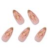 imageBABALAL Almond Press on Nails Medium Fake Nails White French Glue on Nails Black Star Rhinestones Acrylic Nails 24Pcs Stiletto False Nails for Women and GirlsFNf422