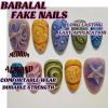 imageBABALAL Almond Press on Nails Medium Fake Nails White French Glue on Nails Black Star Rhinestones Acrylic Nails 24Pcs Stiletto False Nails for Women and GirlsFNf402colorful