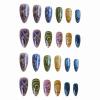 imageBABALAL Almond Press on Nails Medium Fake Nails White French Glue on Nails Black Star Rhinestones Acrylic Nails 24Pcs Stiletto False Nails for Women and GirlsFNf402colorful