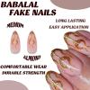 imageBABALAL Almond Press on Nails Medium Fake Nails White French Glue on Nails Black Star Rhinestones Acrylic Nails 24Pcs Stiletto False Nails for Women and GirlsFNf422