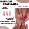 imageBABALAL Almond Press on Nails Medium Fake Nails White French Glue on Nails Black Star Rhinestones Acrylic Nails 24Pcs Stiletto False Nails for Women and GirlsFNf418