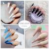 imageBABALAL Almond Press on Nails Medium Fake Nails White French Glue on Nails Black Star Rhinestones Acrylic Nails 24Pcs Stiletto False Nails for Women and GirlsFNf428