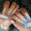 imageBABALAL Coffin Press on Nails 24Pcs Blue Fake Nails Long False Nails Glossy Acrylic Nail Tips for Women and GirlsNAILU03
