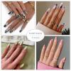 imageBABALAL Coffin Press on Nails 24Pcs Blue Fake Nails Long False Nails Glossy Acrylic Nail Tips for Women and GirlsNAILU06