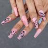 imageBABALAL Coffin Press on Nails 24Pcs Blue Fake Nails Long False Nails Glossy Acrylic Nail Tips for Women and GirlsNAILU06